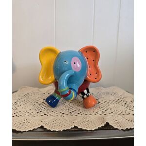 Niki de Saint Phalle Style Elephant Piggy Bank Hand-Painted Ceramic